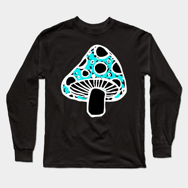 Mushroom Doodle White Long Sleeve T-Shirt by Mijumi Doodles